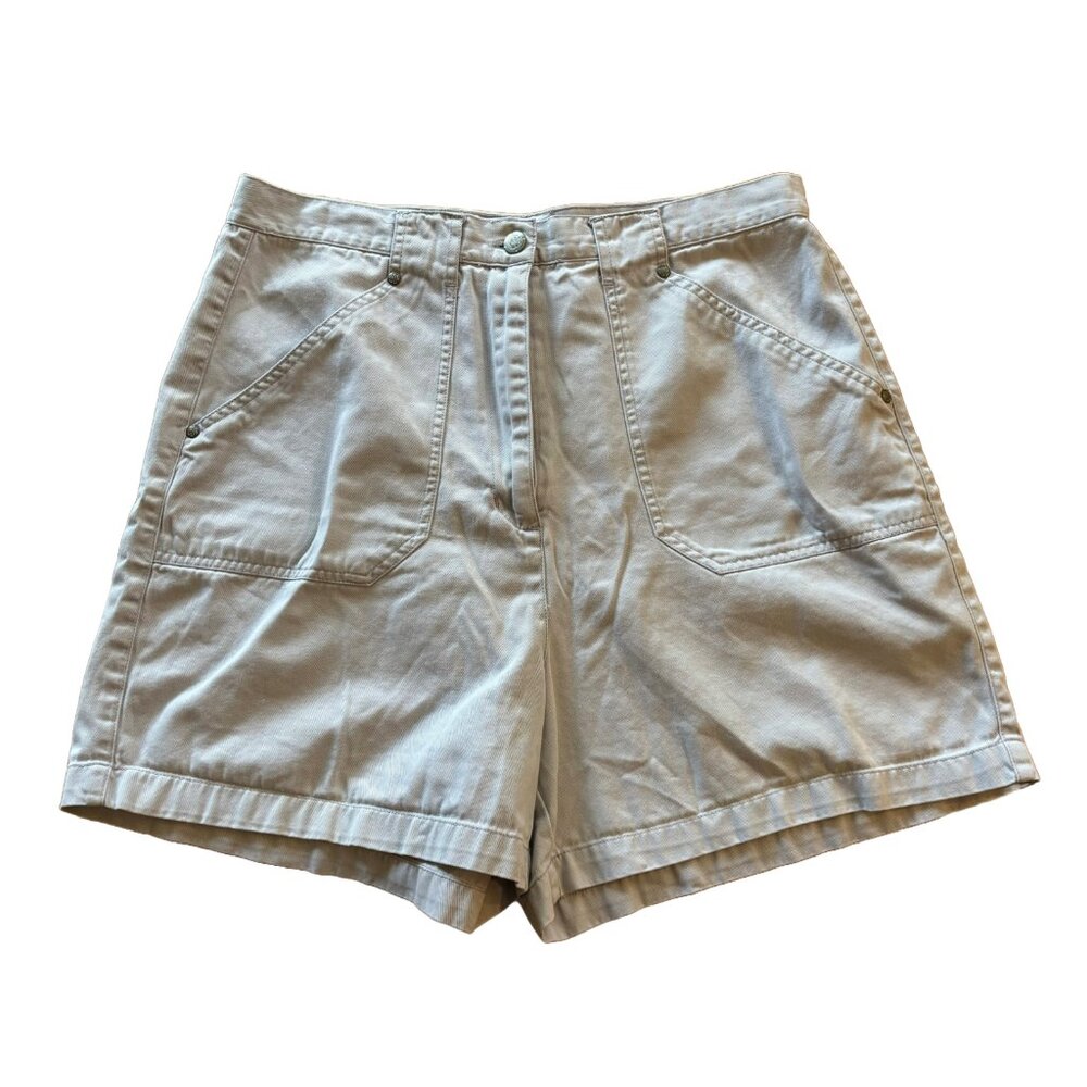 Vintage Bill Blass Khaki Tan Off White High Rise Chinos Shorts 14 Creme Baggies